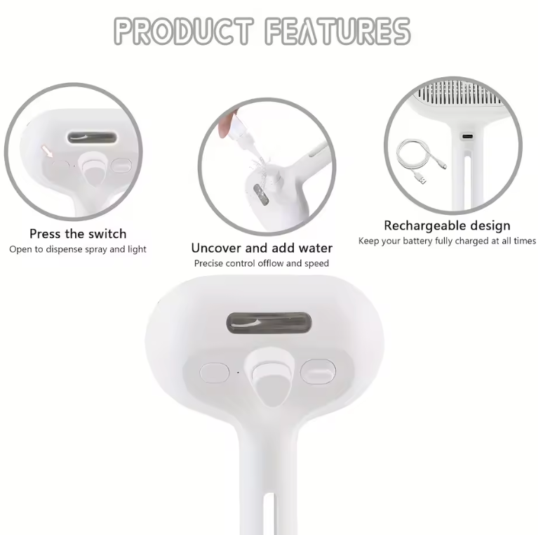 Pet Brush with Self-Cleaning Feature